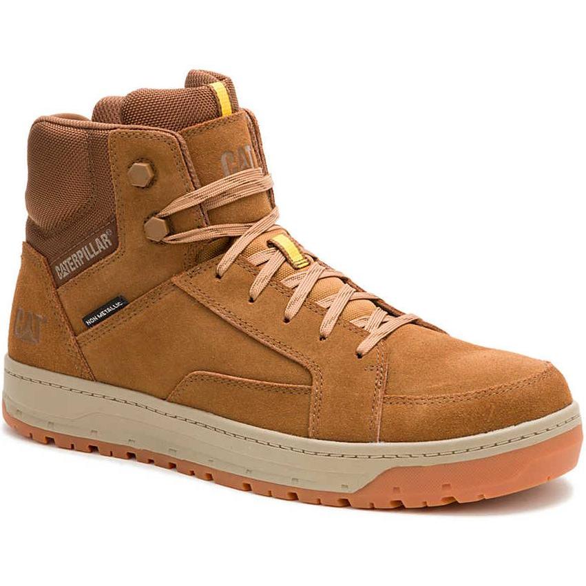 Cat Men's Streamline Court Mid Comp Toe Work Shoe - Chipmunk - P91624 7 / Medium / Brown - Overlook Boots