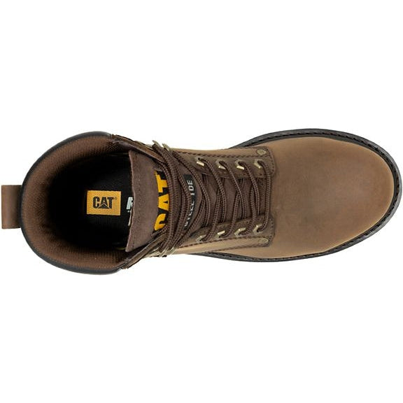 Cat Men's Second Shift Steel Toe Waterproof Slip Resistant Work Boot -Brown- P91660 - Overlook Boots