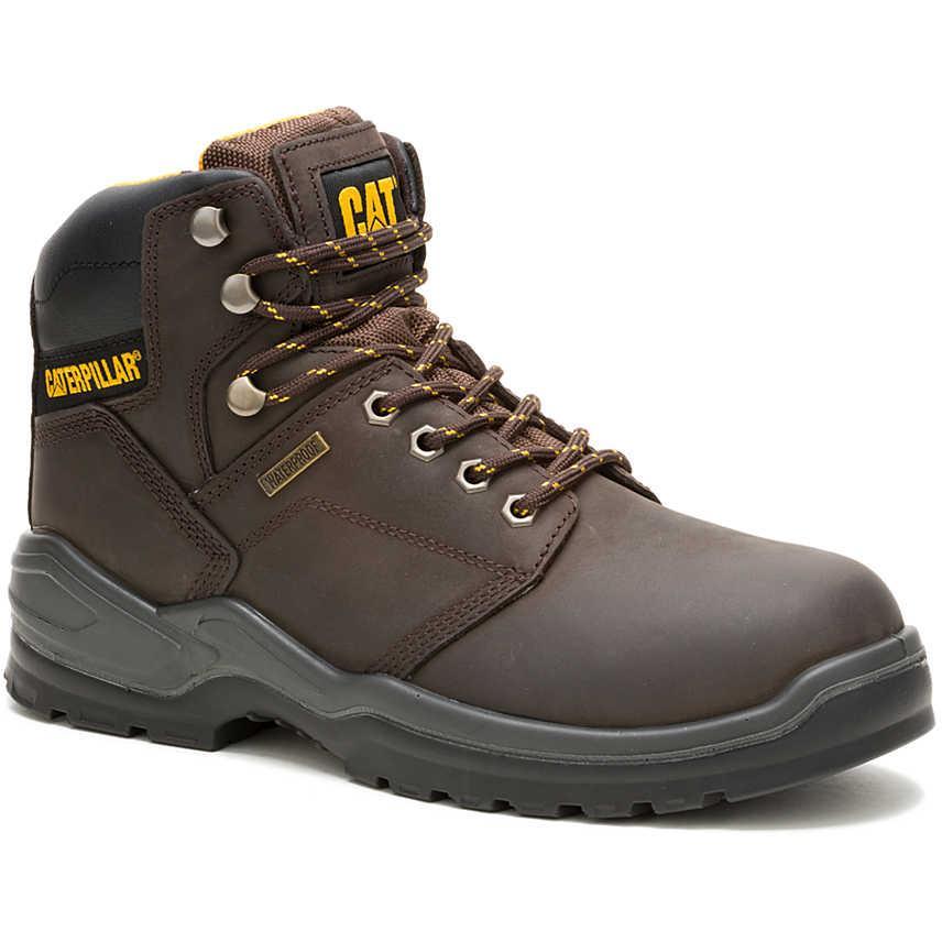 Cat Men's Striver Steel Toe WP Slip Resistant Work Boot- Brown- P91720 6 / Medium / Brown - Overlook Boots