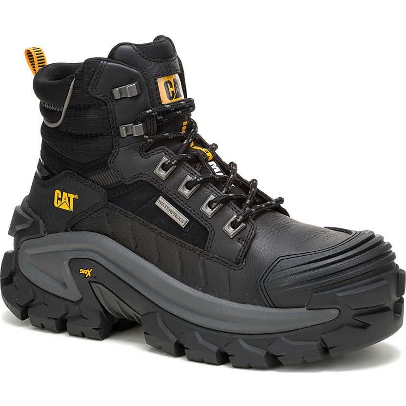Cat Men's Invader Max Composite Toe Waterproof Slip Resistant Work Boot -Black- P91728 7 / Medium / Black - Overlook Boots