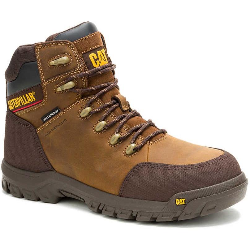 Cat Men's Resorption Comp Toe Waterproof Slip Resistant Work Boot - Brown - P91791 6 / Medium / Real Brown - Overlook Boots