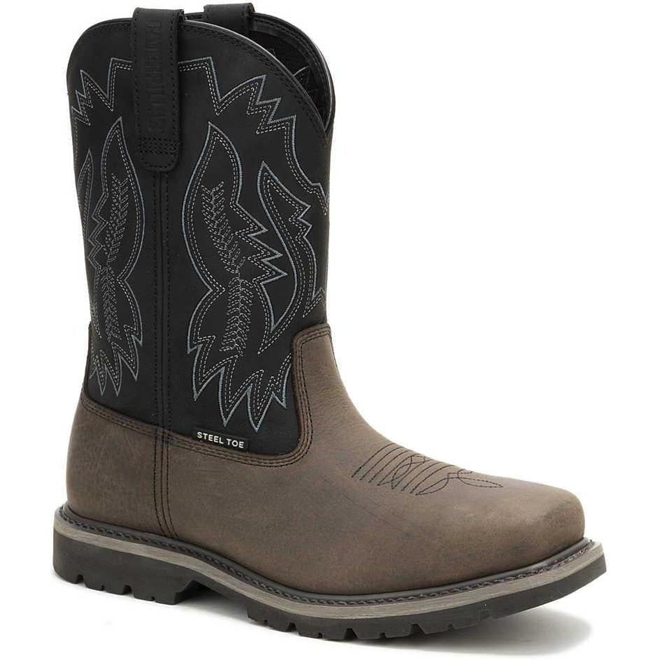 Cat Men's Colorado Frontier Steel Toe Western Work Boot - Grey - P91796 6 / Medium / Charcoal Grey - Overlook Boots