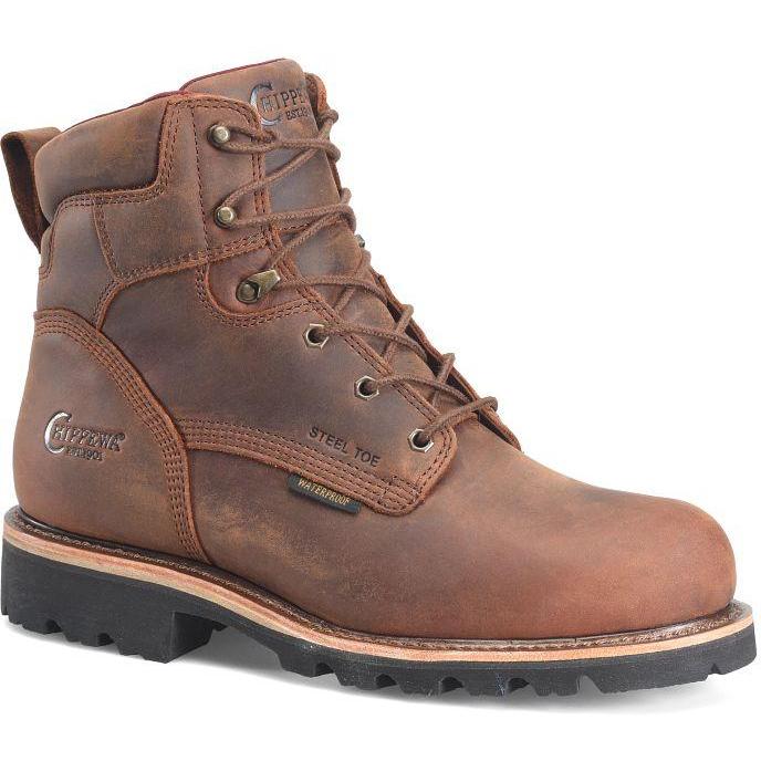 Chippewa Men's Super DNA 6" Steel Toe Waterproof 400G Work Boot- Brown- 59208 8 / Wide / Brown - Overlook Boots