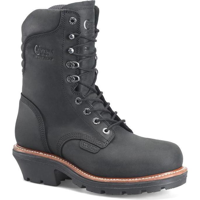 Chippewa Men's Thunderstruck 9" Comp Toe Waterproof 400G Logger Work Boot TH1021 8 / Medium / Black - Overlook Boots