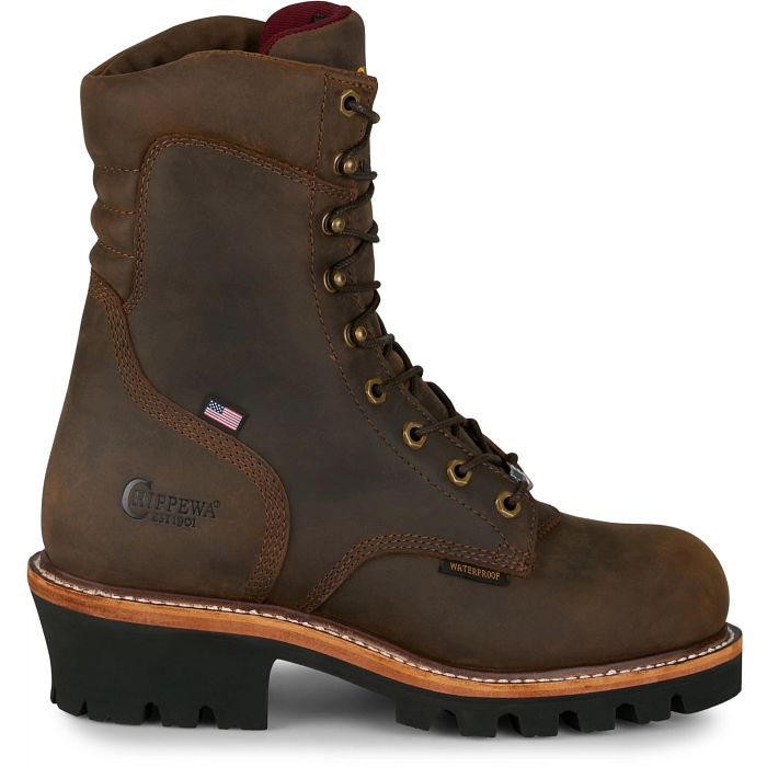 Chippewa Men's Super Logger 9" WP Insulated Soft Toe Logger Boot - Brown - SL5408 7 / Wide / Brown - Overlook Boots