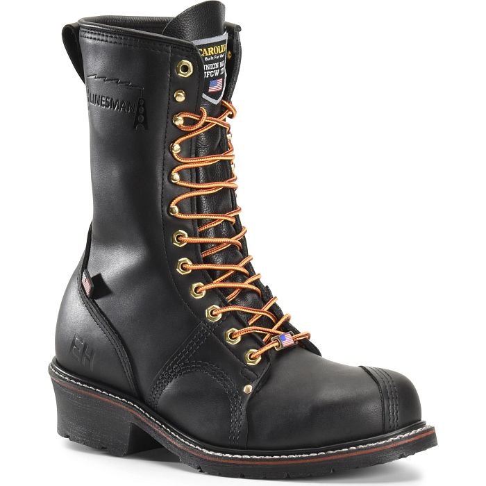 Carolina Men's Linesman 10" Steel Safety Toe USA Made Work Boot - Black - 1905 8 / Medium / Black - Overlook Boots
