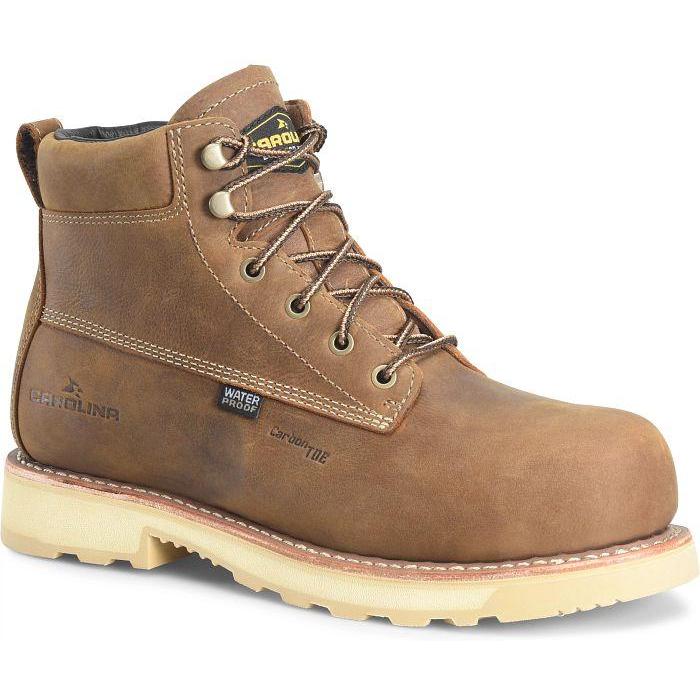 Carolina Men's Staple Gun 6" Comp Toe Waterproof Work Boot- Brown- CA7575 8 / Medium / Brown - Overlook Boots