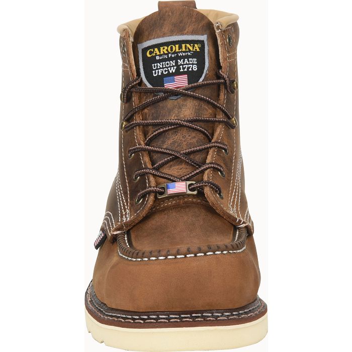 Carolina Men's Amped USA Made 6" Moc Toe Wedge Work Boot Brown - CA7011 - Overlook Boots