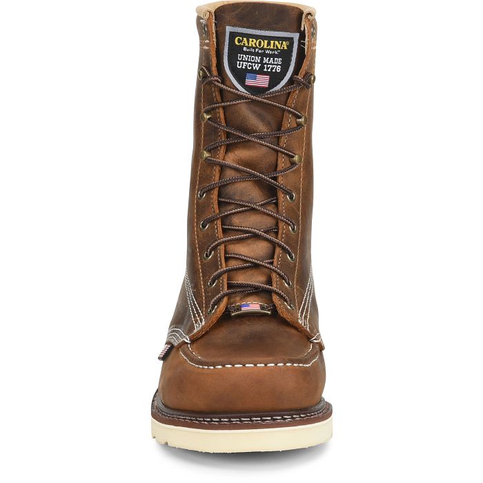 Carolina Men's Domestic 8" Soft Toe Moc Toe Work Boot- Brown- CA8012 - Overlook Boots