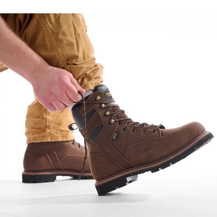 Carolina Men's Gruntz 8" Steel Toe Waterproof Steel Toe Work Boot - Brown - CA3599 - Overlook Boots
