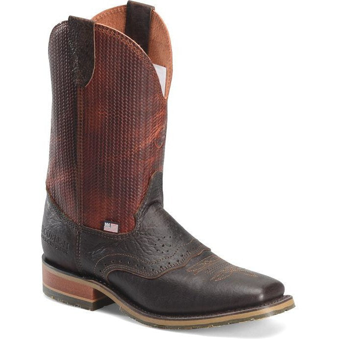 Double H Men's Baler 11" Square Toe Western Work Boot -Brown- DH4654 - Overlook Boots