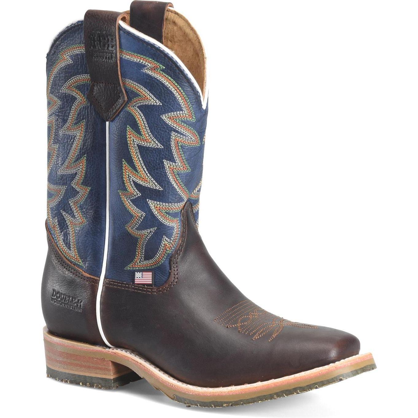 Double H Men's Long 11" Square Toe Roper Western Work Boot- Blue- DH4679 7.5 / Medium / Navy - Overlook Boots