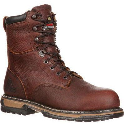 Rocky Men's Ironclad 8" Steel Toe Waterproof Slip Resistant Work Boot -Brown- FQ0006693 8 / Medium / Brown - Overlook Boots