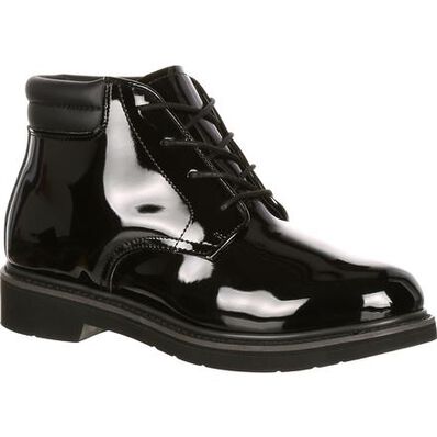 Rocky Men's Dress Leather High Gloss 5" Soft Toe Waterproof Chukka Service Boot- FQ00500-8 4.0 / Medium / Black - Overlook Boots