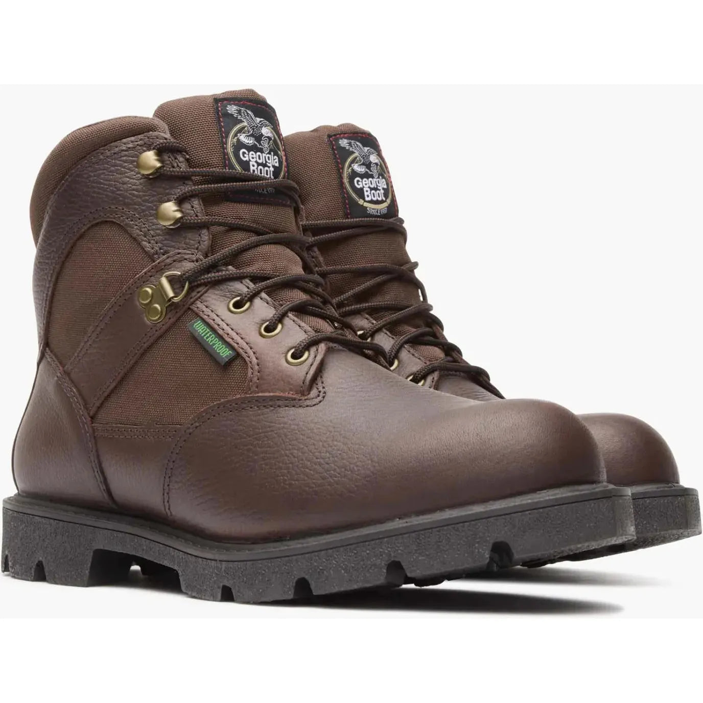 Georgia Men's Homeland 6" Steel Toe Waterproof Slip Resist Work Boot Brown G105 - Overlook Boots