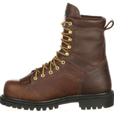 Georgia Men's Lace To Toe 8" Soft Toe Waterproof Work Boot- Chocolate- G8041 - Overlook Boots