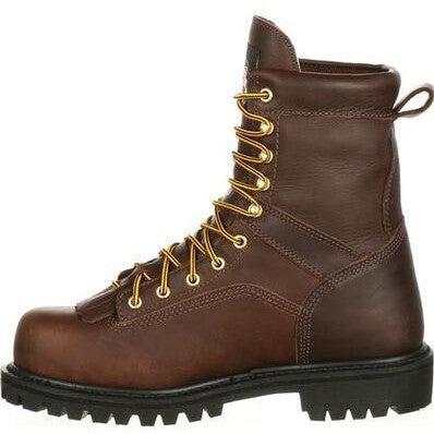 Georgia Men's Lace To Toe 8" Steel Toe Waterproof Work Boot- Chocolate- G8341 - Overlook Boots
