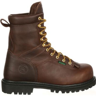 Georgia Men's Lace To Toe 8" Steel Toe Waterproof Work Boot- Chocolate- G8341 - Overlook Boots