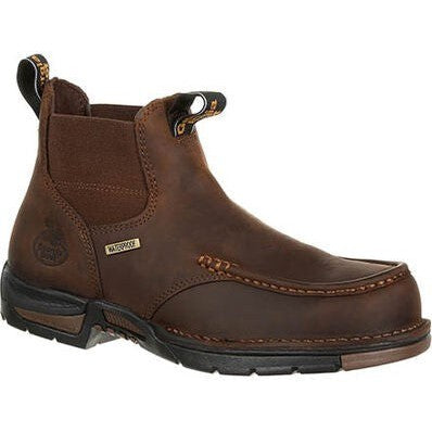 Georgia Men's Athens 5" Moc Toe Waterproof Chelsea Work Boot -Brown- GB00156 - Overlook Boots