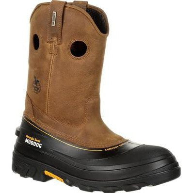 Georgia Men's Muddog 11" Composite Toe Waterproof Wellington Work Boot- Gold- GB00243 8 / Medium / Brown - Overlook Boots