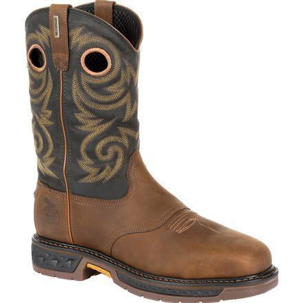 Georgia Men's Carbo-Tec Lightweight 11" Steel Toe Waterproof Western Work Boot -Brown- GB00267 8 / Medium / Brown - Overlook Boots