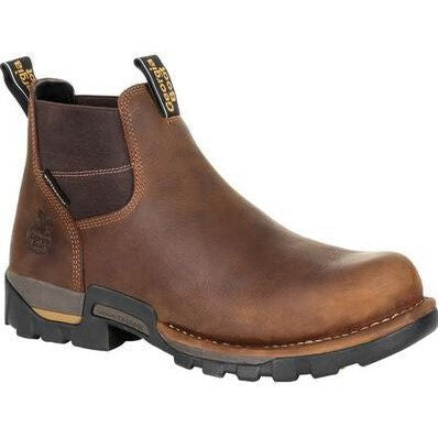Georgia Men's Eagle One 4" Steel Toe Waterproof Chelsea Work Boot -Brown- GB00337 - Overlook Boots