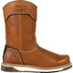 Georgia Men's Amped Lightweight Wedge Pull-On Soft Toe Work Boot - Brown - GB00349 - Overlook Boots