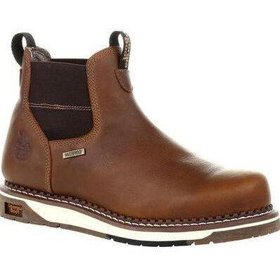 Georgia Men's Wedge Chelsea Soft Toe Waterproof Wedge Work Boot - Brown - GB00352 7 / Medium / Brown - Overlook Boots
