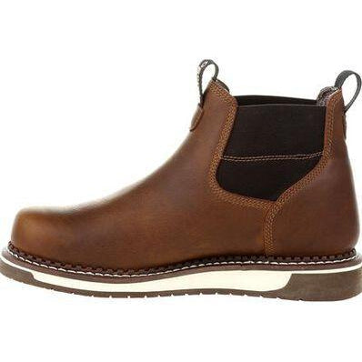 Georgia Men's Amped Lightweight Wedge Chelsea Steel Toe Waterproof Work Boot - Brown - GB00353 - Overlook Boots