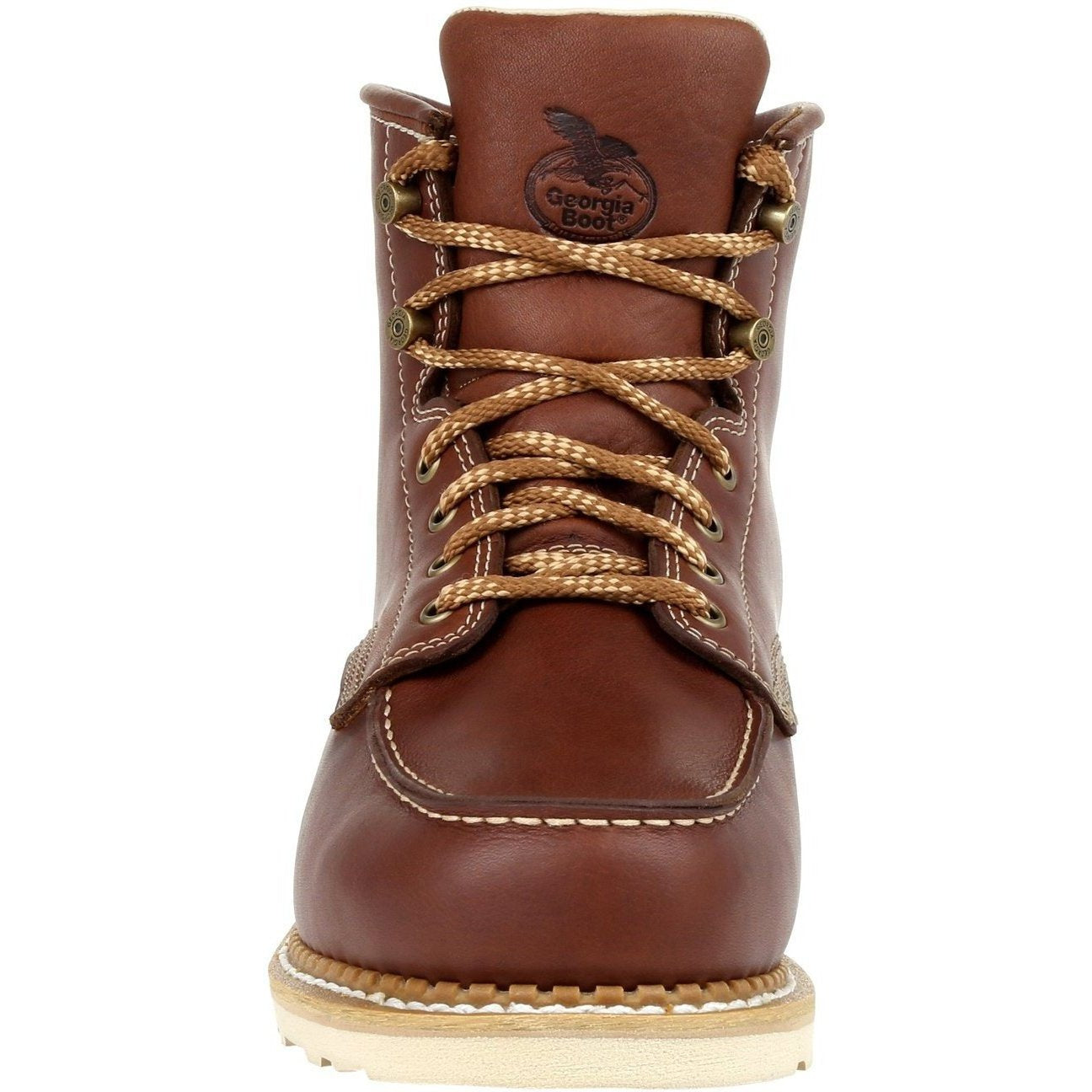 Georgia Men's 6" Soft Toe Wedge Moc Toe USA Made Wedge Work Boot - Brown - GB00358 - Overlook Boots