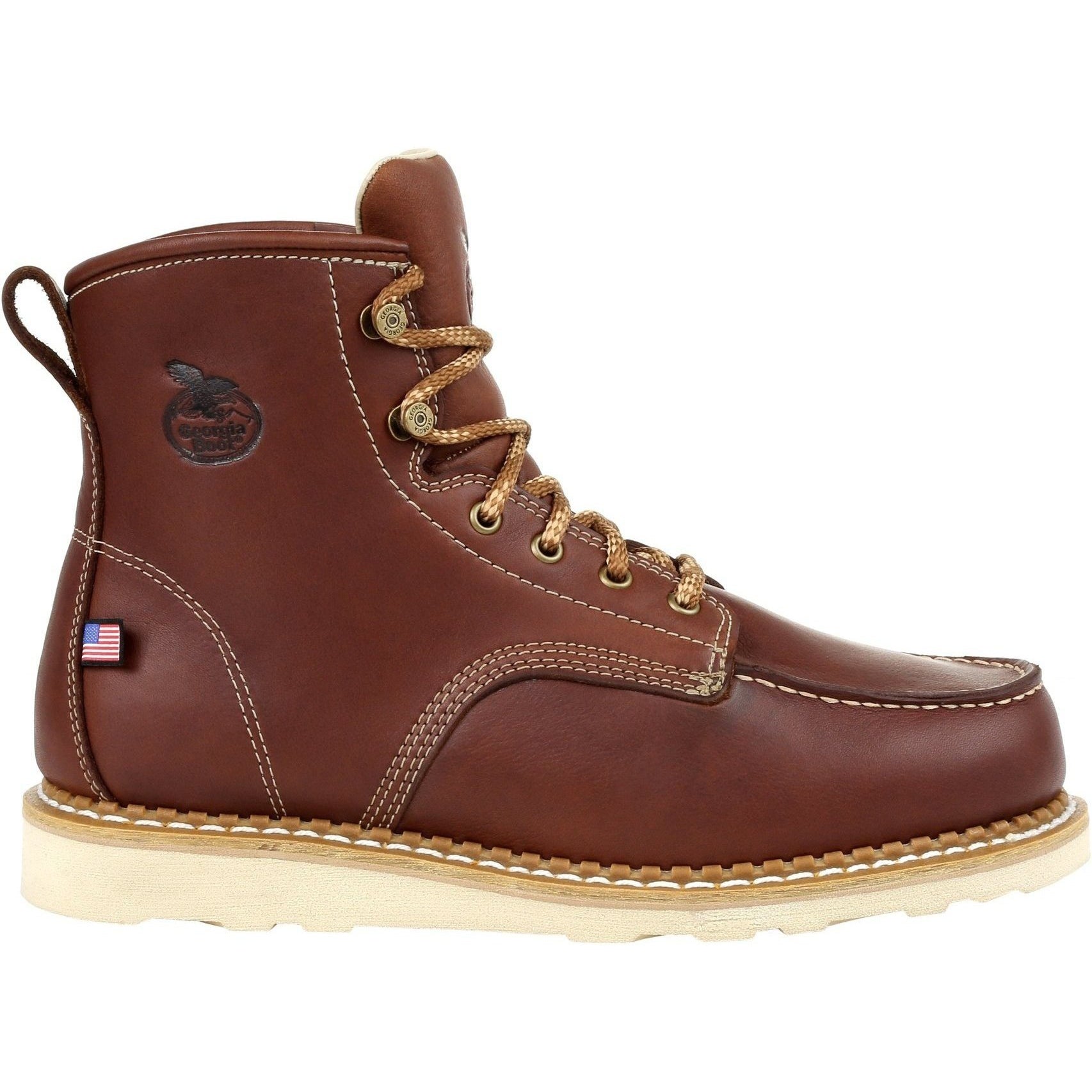 Georgia Men's 6" Soft Toe Wedge Moc Toe USA Made Wedge Work Boot - Brown - GB00358 - Overlook Boots