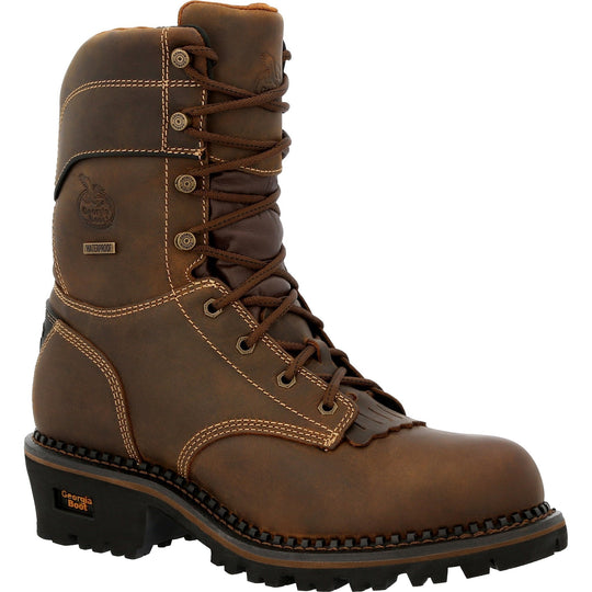 Georgia Men's Amped Lightweight Logger 9" Composite Toe Waterproof 600G Ins Work Boot- GB00491 7 / Medium / Brown - Overlook Boots