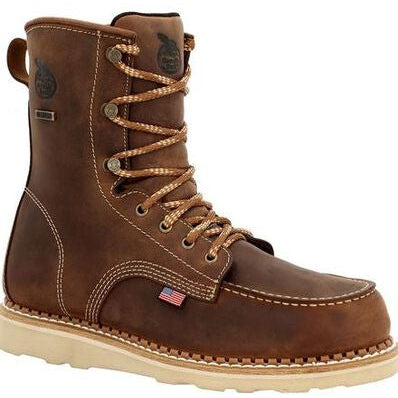 Georgia Men's Wedge 8" Waterproof Soft Toe Slip Resistant Work Boot -Brown- GB00532 - Overlook Boots