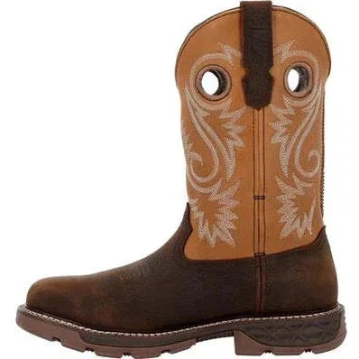 Georgia Men's Carbo Tec FLX 11" Alloy Toe Waterproof Western Work Boot- Brown- GB00672 - Overlook Boots