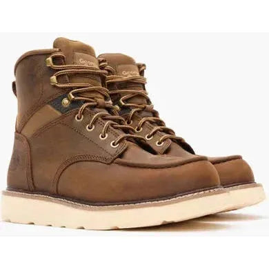 Georgia Men's Core 37 6" Steel Toe Waterproof Wedge Work Boot- Brown- GB00697 - Overlook Boots