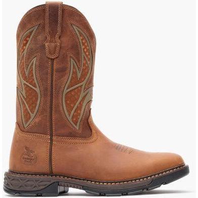 Georgia Men's Carbo Tec Flx 11" Pull On Insulkul Western Work Boot - Brown - GB00702 - Overlook Boots