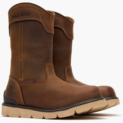 Georgia Men's Carbon Flex 11" Soft Toe Waterproof Pull On Wedge Work Boot - Brown - GB00715 - Overlook Boots