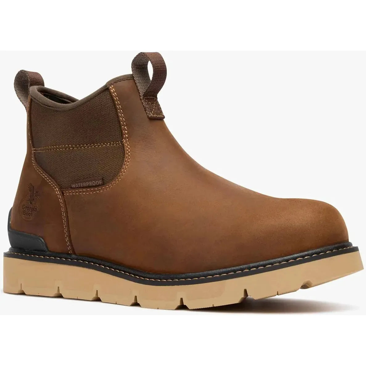Georgia Men's Carbon Flex 6" WP Wedge Chelsea Work Boot- Brown- GB00730 7 / Medium / Brown - Overlook Boots