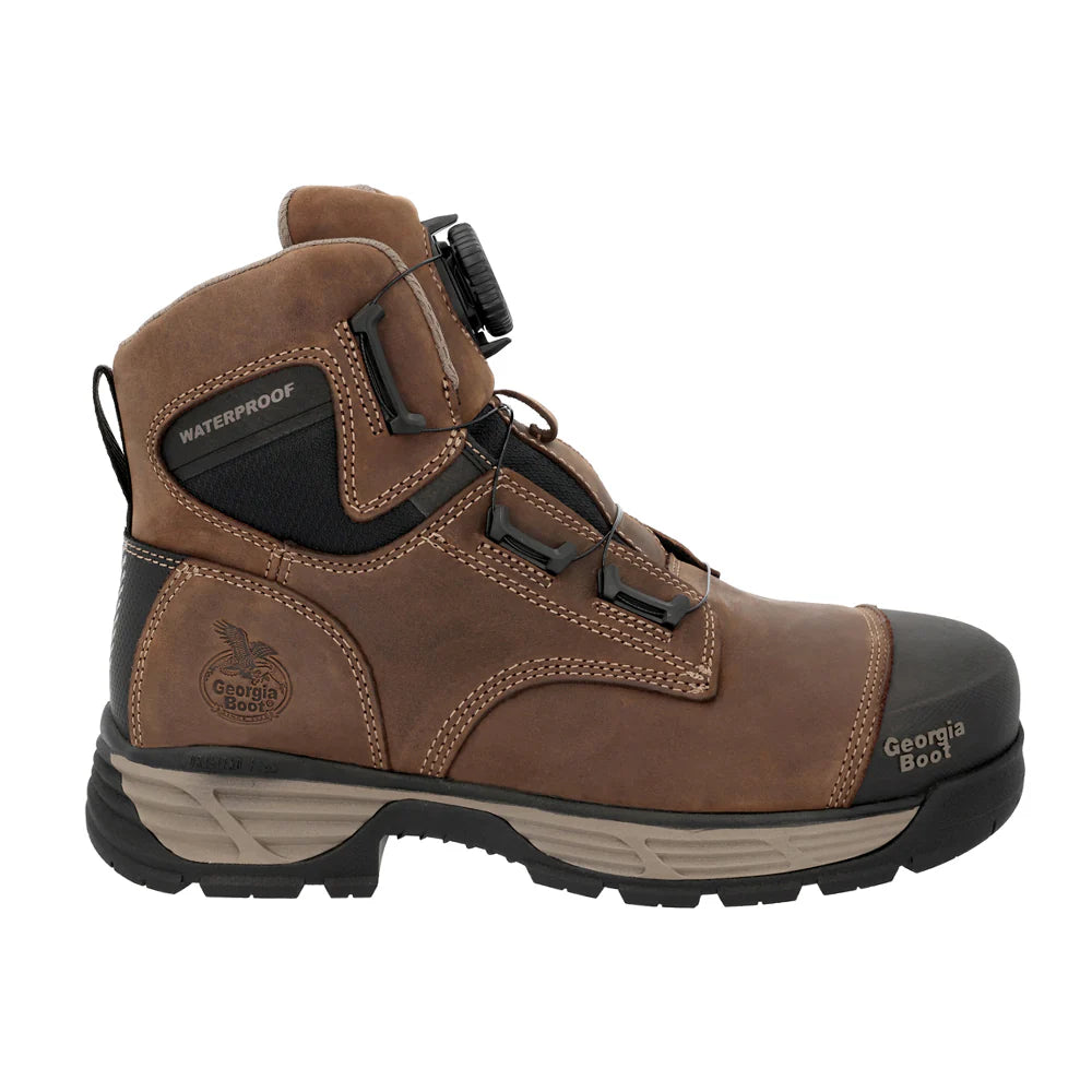 Georgia Men's Durablend Edge BOA Lace Alloy Toe WP 6" Work Boot - Brown - GB00733