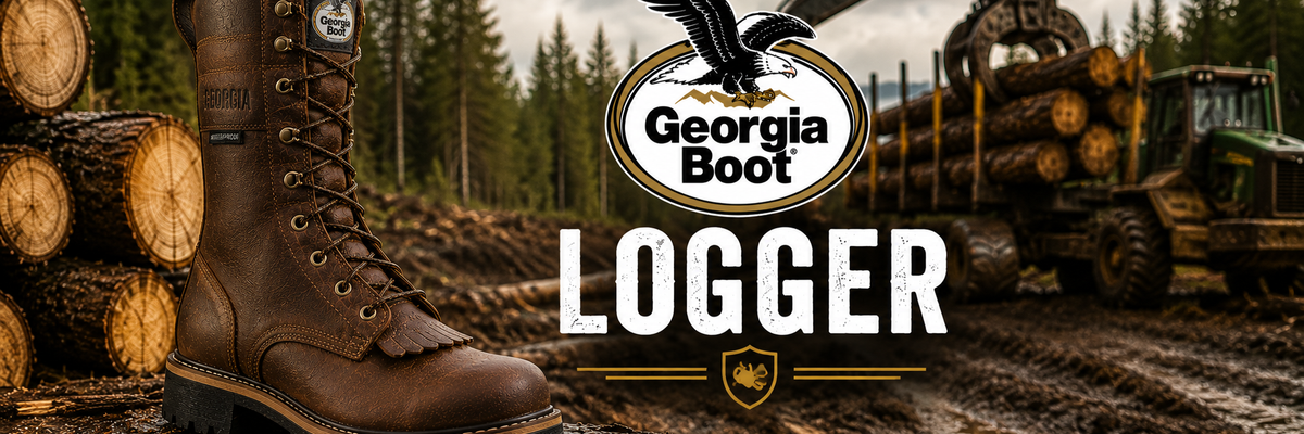 Georgia Logger Boots with tall lace-up boot shafts and rugged outsoles
