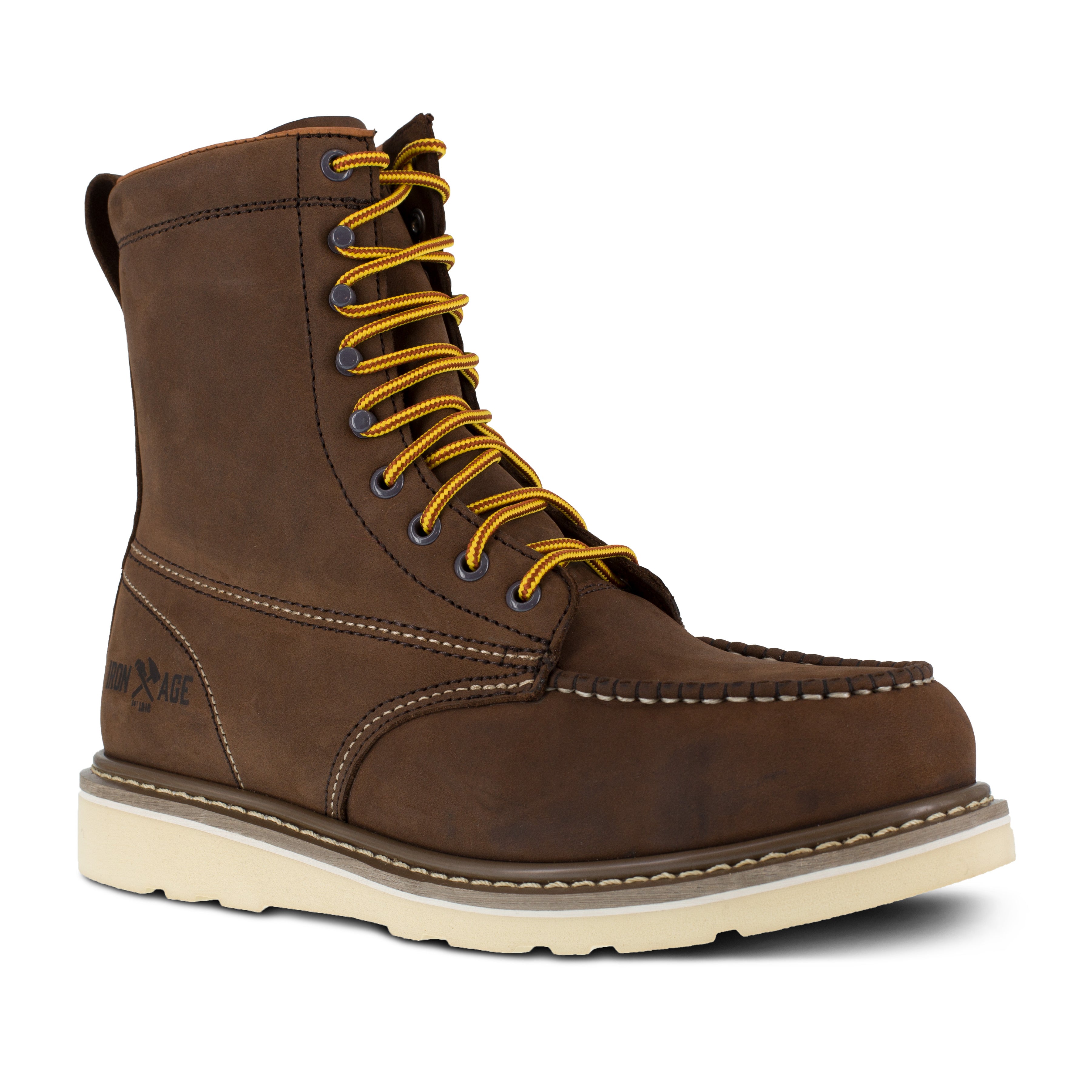Iron Age Men's Reinforcer 8" Steel Toe Wedge Work Boot - Brown - IA5081 7 / Medium / Brown - Overlook Boots