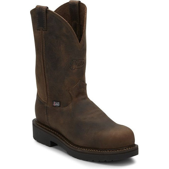 Justin Men's Balusters 11" Steel Toe Western USA Made Work Boot -Brown- 4445 - Overlook Boots