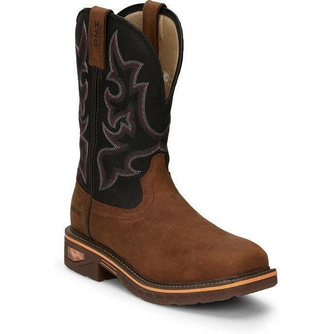 Justin Men's Resistor 11" Nano Composite Toe Western Work Boot -Brown- CR4012 - Overlook Boots