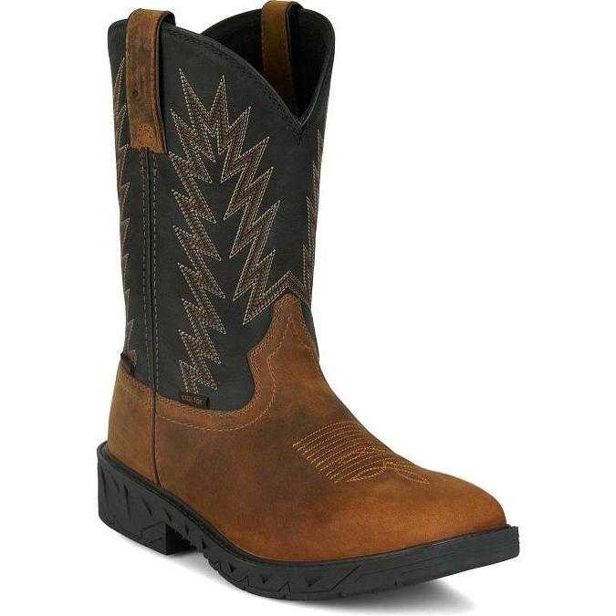 Justin Men's Taskmaker 11" Waterproof Western Work Boot - Brown - PD4072 - Overlook Boots