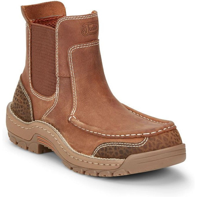 Justin Men's Channing 6" Moc Toe Western Work Boot -Brown- SE254 - Overlook Boots