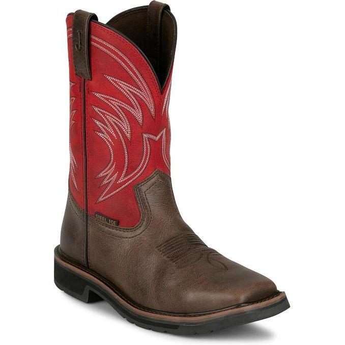Justin Men's Apprentice 11" Steel Toe Western Work Boot- Coffee- SE4245 7 / Medium / Coffee - Overlook Boots