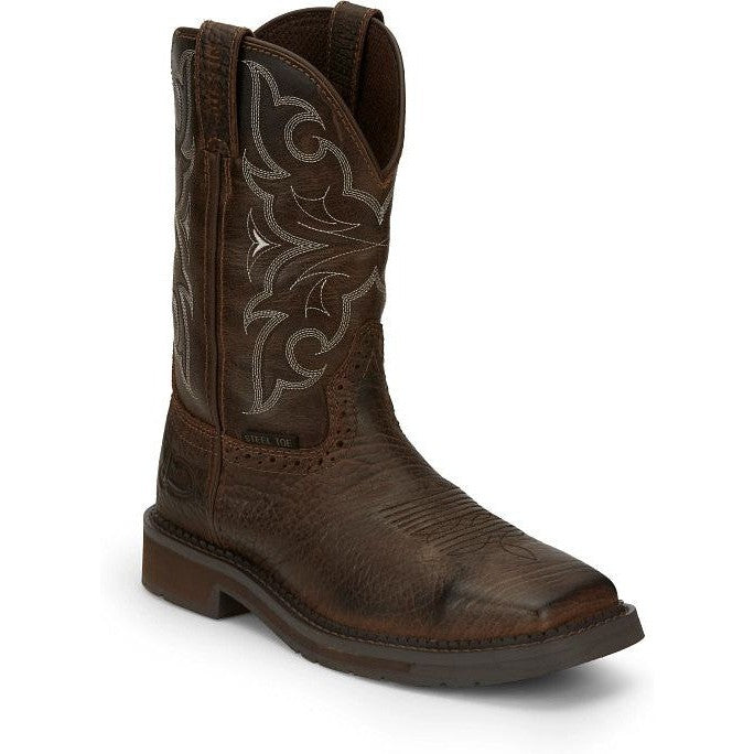 Justin Men's Amarillo 11" Steel Toe Western Work Boot -Brown- SE4313 - Overlook Boots