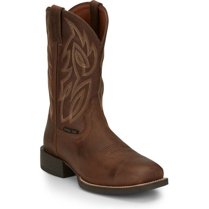 Justin Men's Canter Steel Toe Slip Resistant Western Work Boot -Brown- SE4510 7 / Medium / Brown - Overlook Boots