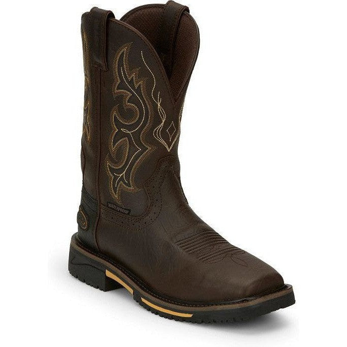 Justin Men's Joist 11" Waterproof Western Work Boot -Brown- SE4624 - Overlook Boots