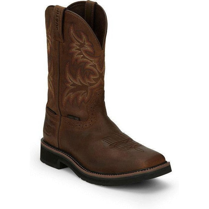 Justin Men's Driller 11" Steel Toe Western Work Boot -Brown- SE4690 - Overlook Boots